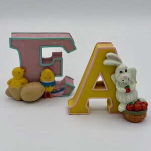 Child To Cherish Alphabet Letters A & E Apples Bunny Easter Chicks